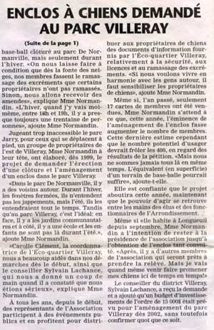 ARTICLE DE JOURNAL 23 juin 2003 suite